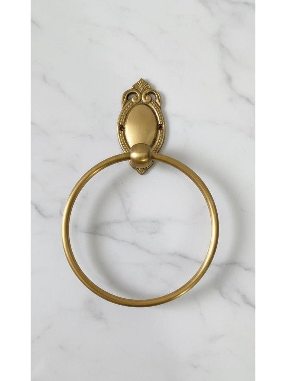 Antique Brass Towel Holder – Vintage Solid Brass Bathroom Accessory / Hardware